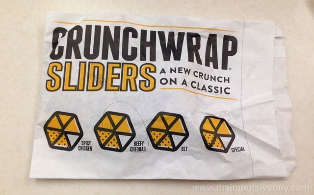 Taco Bell Crunchwrap Sliders on a food tray